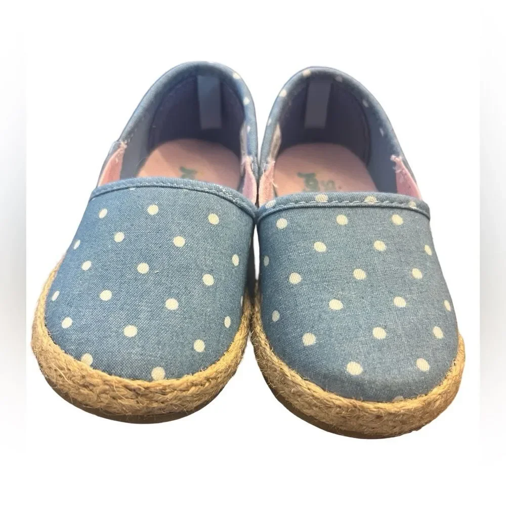 Carter’s Toddler Girl Canvas Flats Shoes Size 7 Blue & White Polka Dot